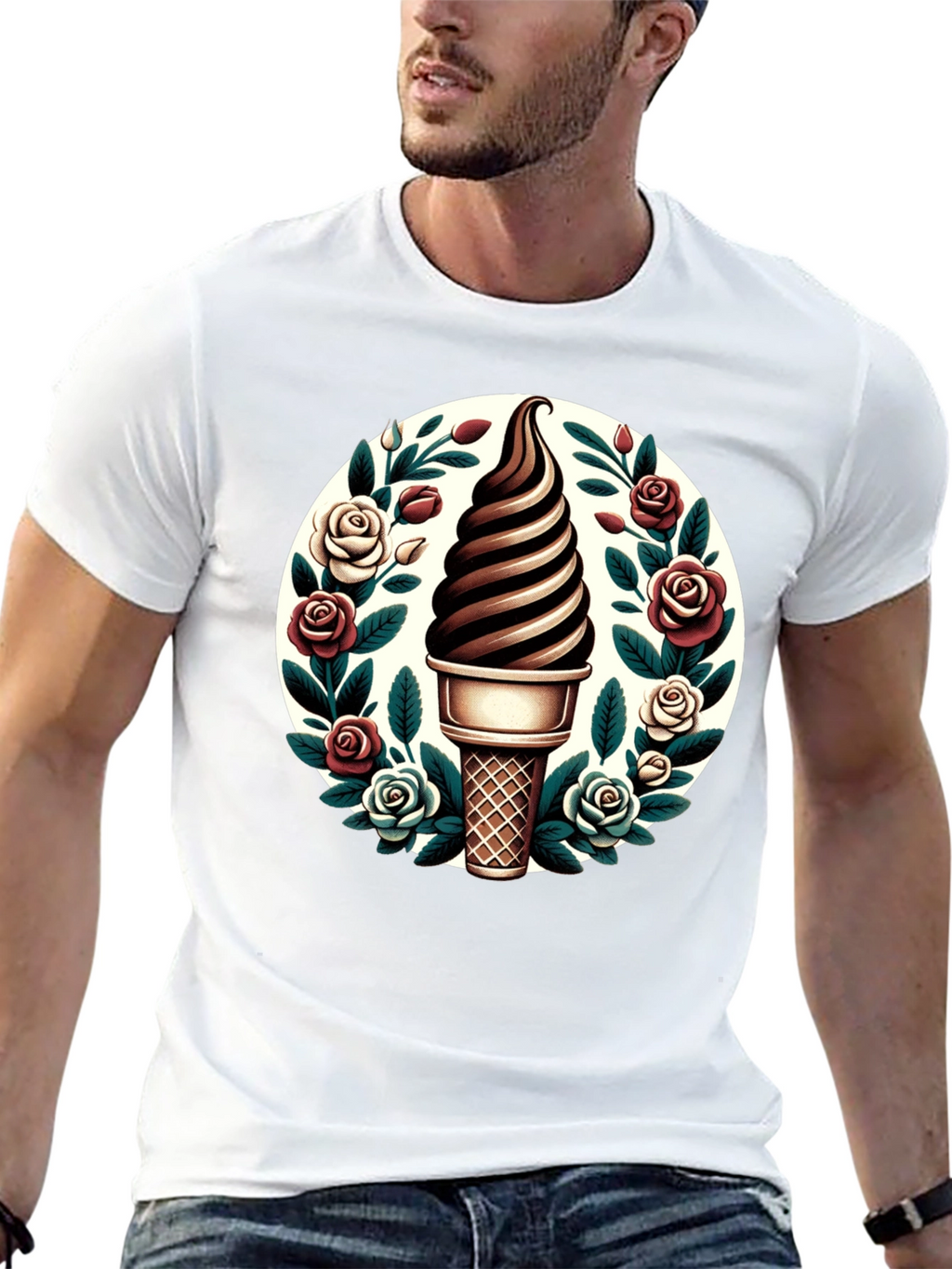 Ice Cream Cone Floral T-Shirt
