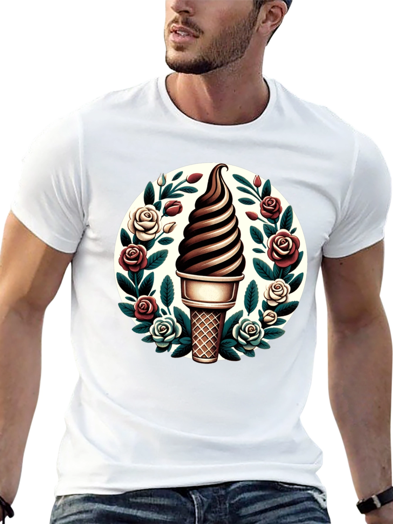 Ice Cream Cone Floral T-Shirt