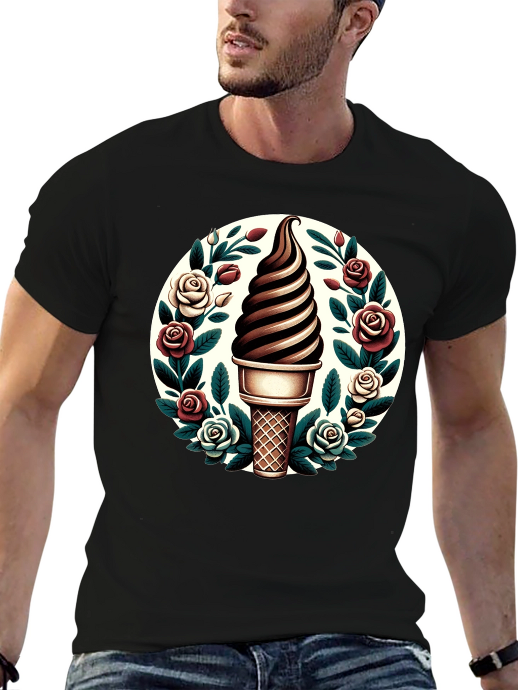 Ice Cream Cone Floral T-Shirt