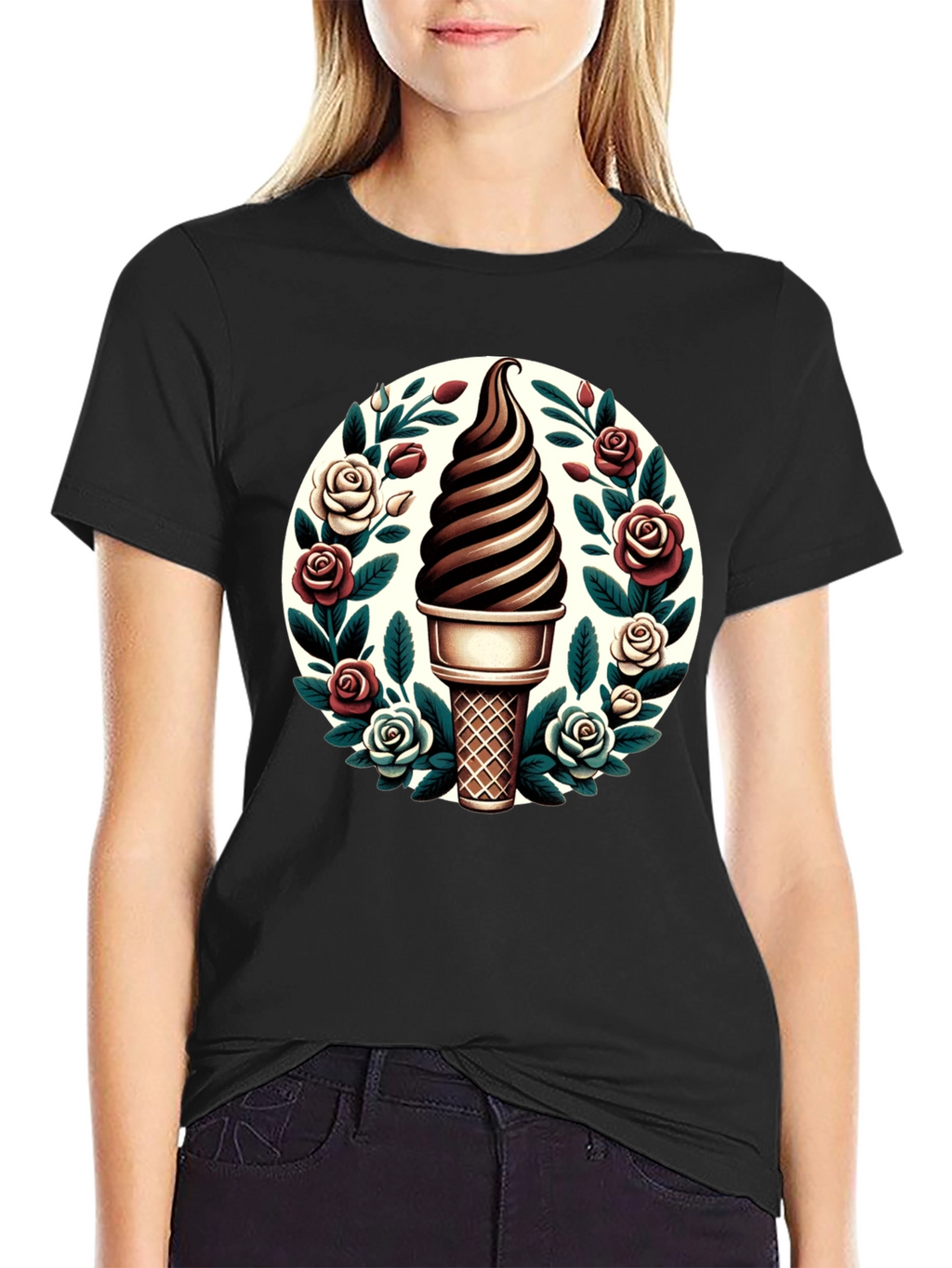 Ice Cream Cone Floral T-Shirt