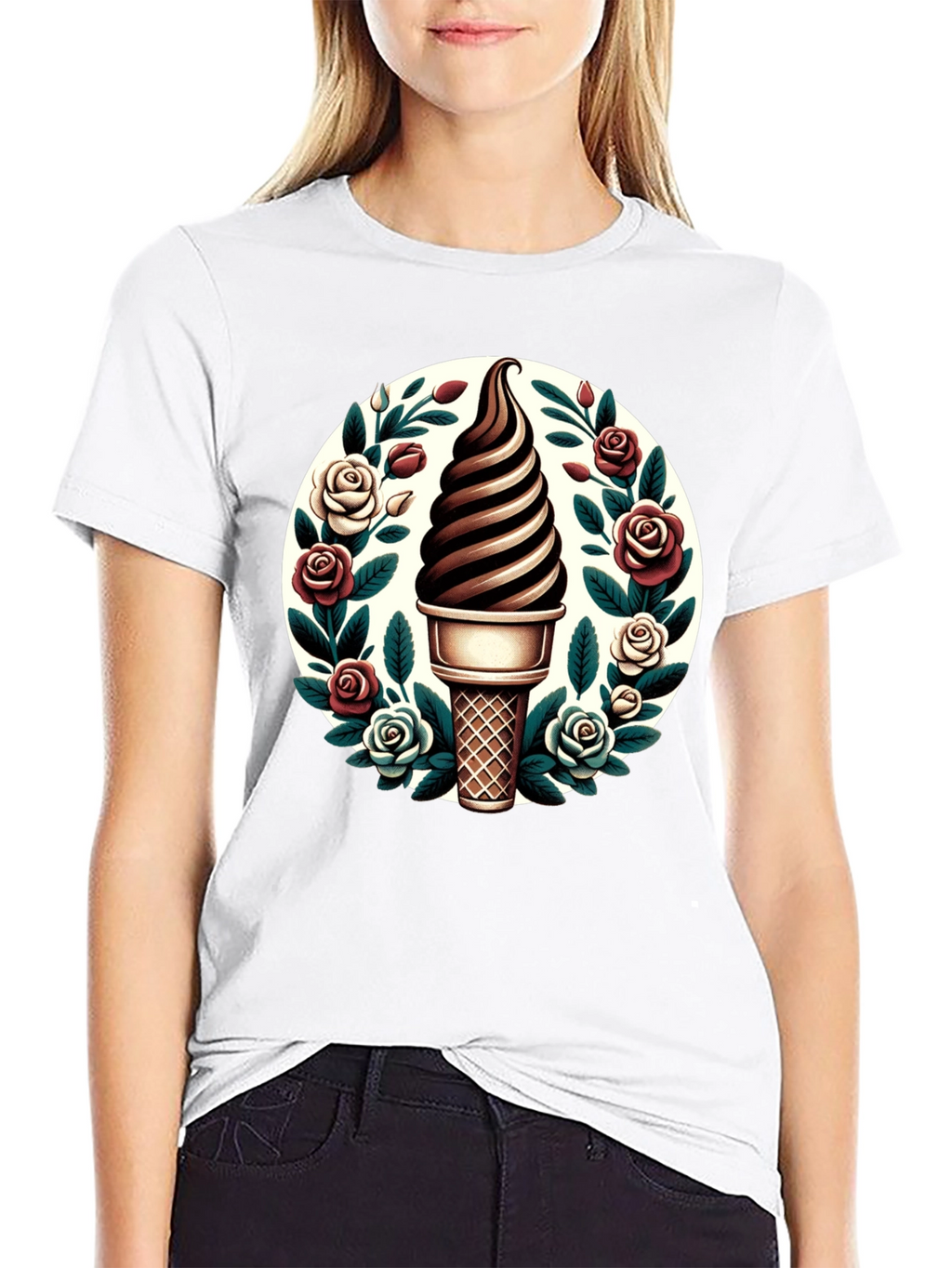 Ice Cream Cone Floral T-Shirt