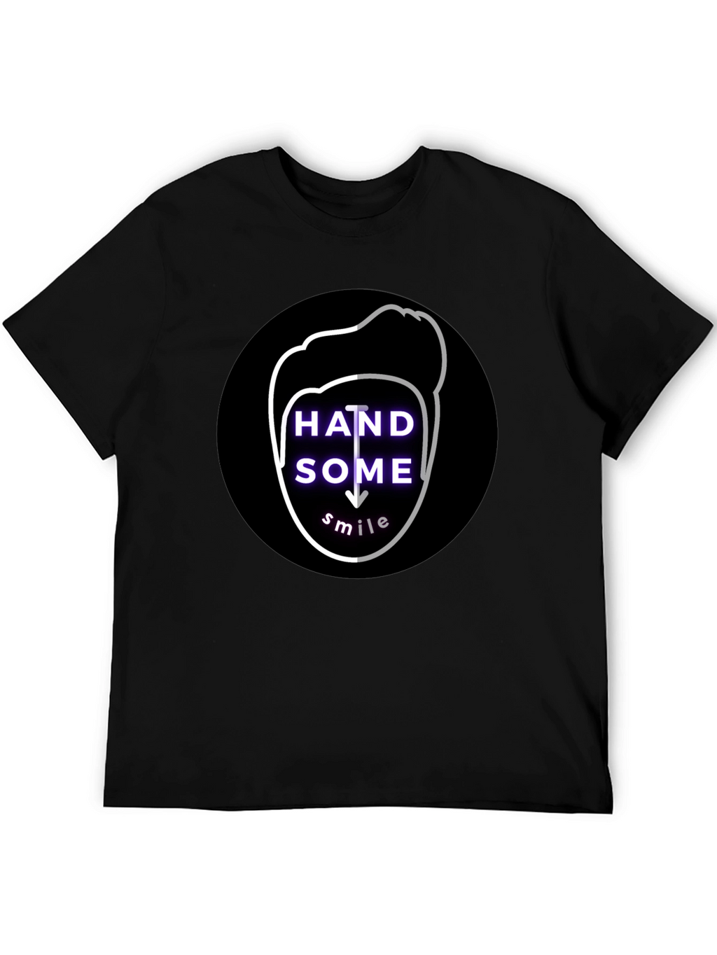 Handsome Smile Graphic Tee - Soft Cotton Black T-Shirt