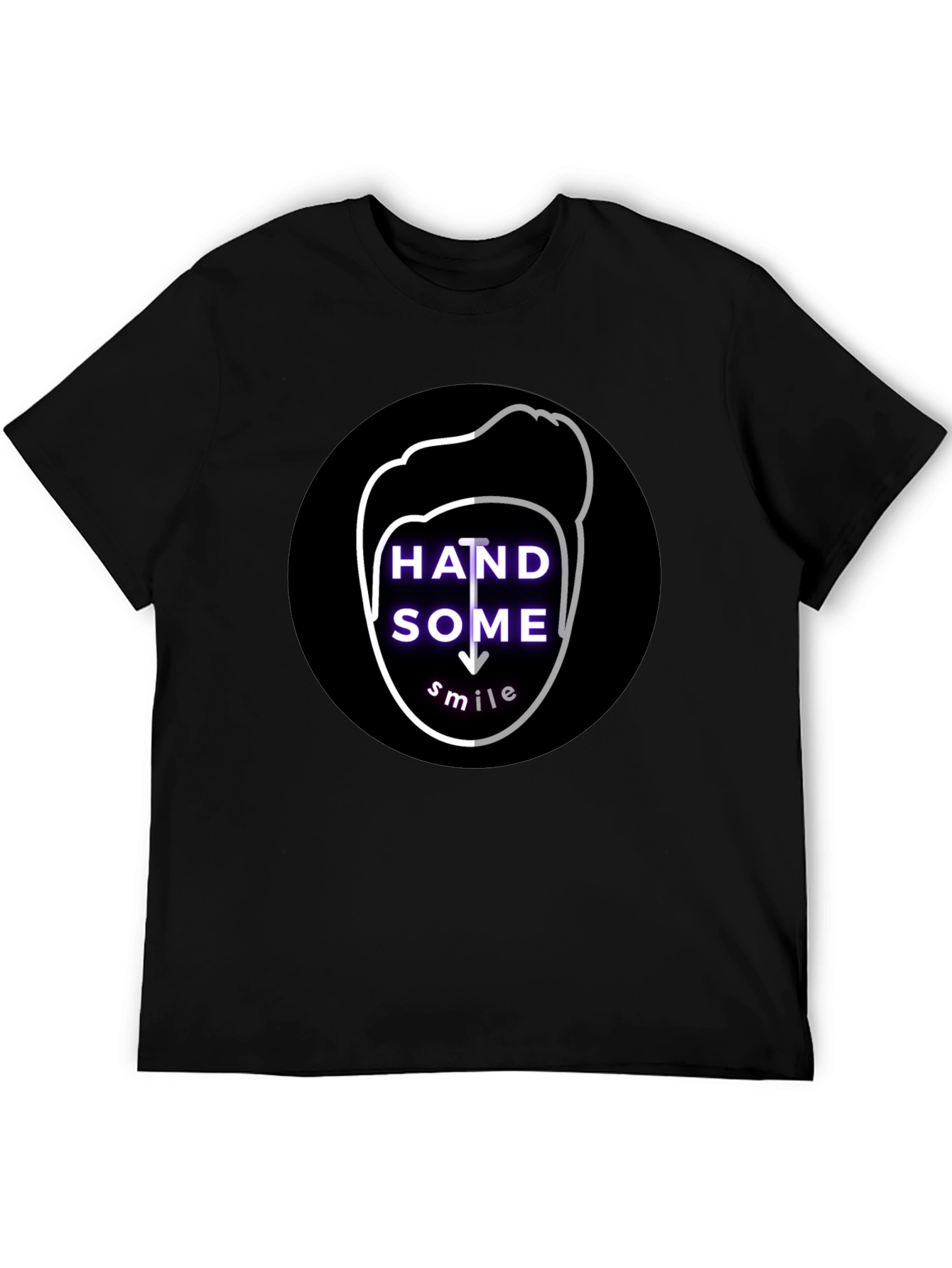 Handsome Smile Graphic Tee - Soft Cotton Black T-Shirt
