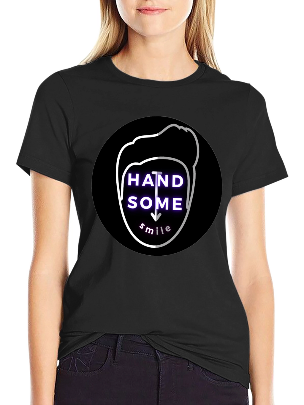 Handsome Smile Graphic Tee - Soft Cotton Black T-Shirt