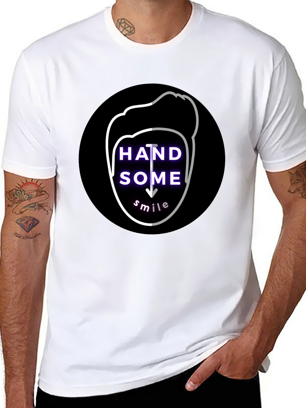 Handsome Smile Graphic Tee - Soft Cotton Black T-Shirt