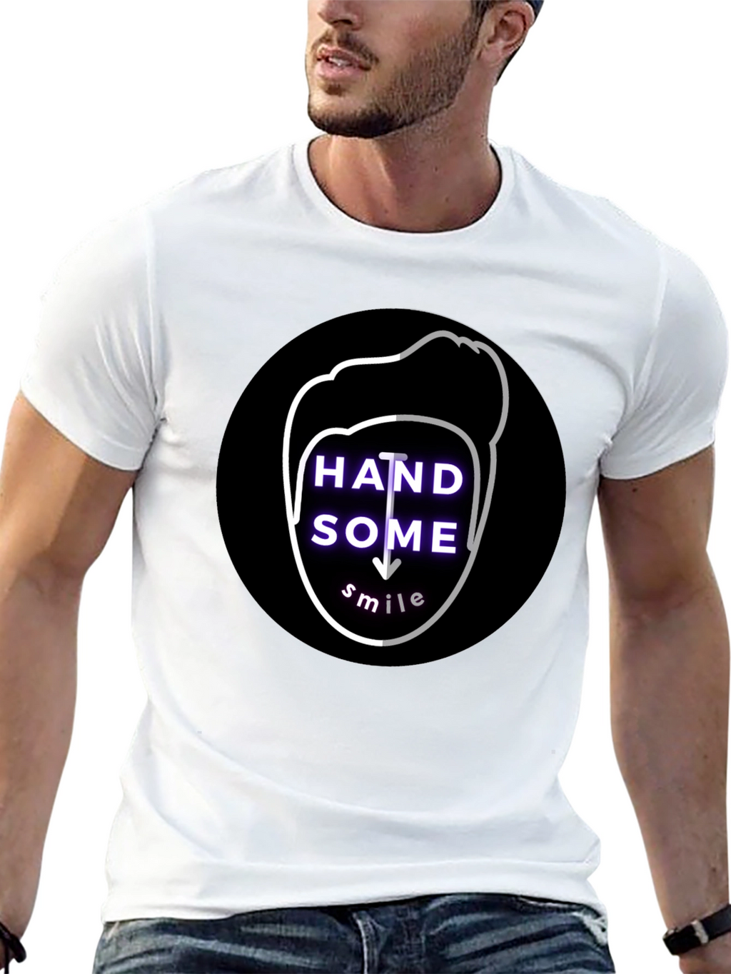 Handsome Smile Graphic Tee - Soft Cotton Black T-Shirt