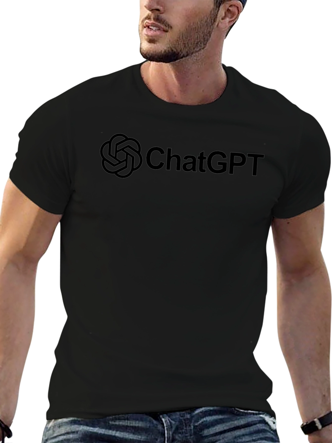 ChatGPT Logo Black T-Shirt - Trendy AI Tee