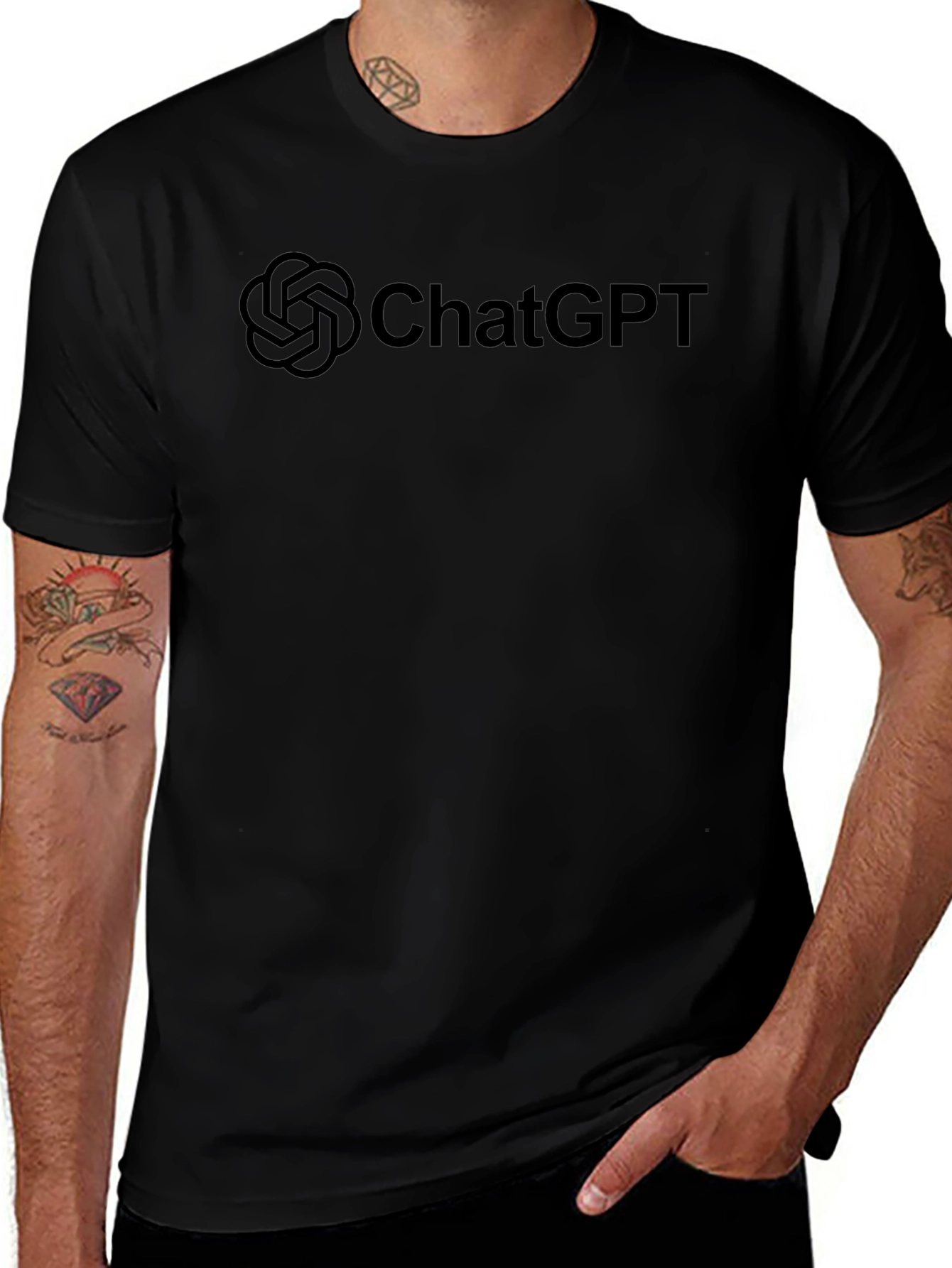 ChatGPT Logo Black T-Shirt - Trendy AI Tee