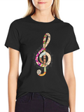 Treble Clef Graphic T-Shirt - Black
