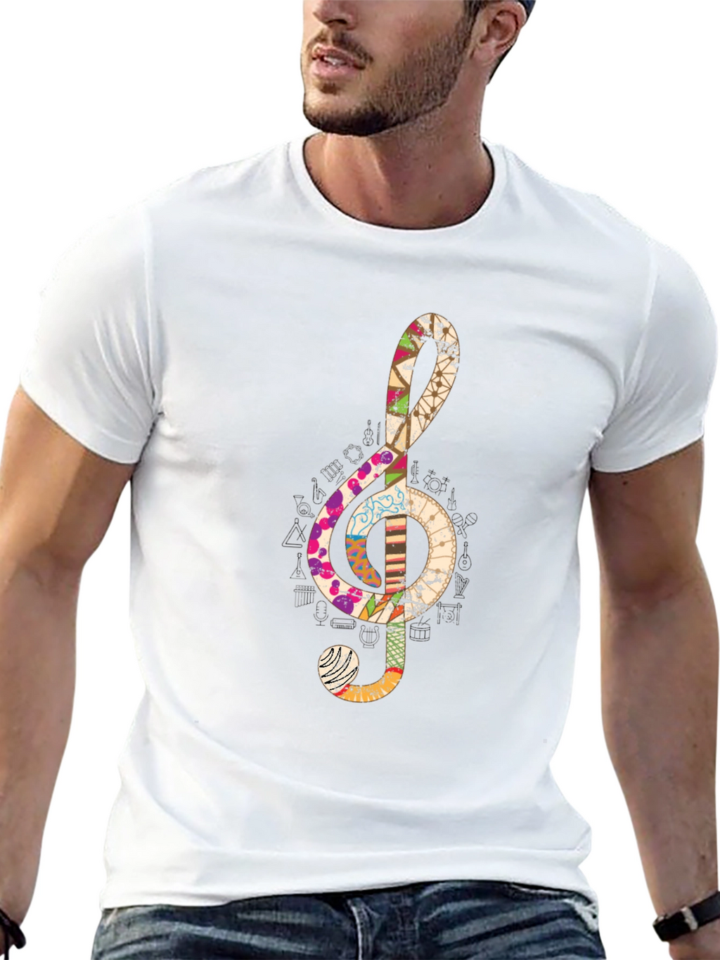 Treble Clef Graphic T-Shirt - Black