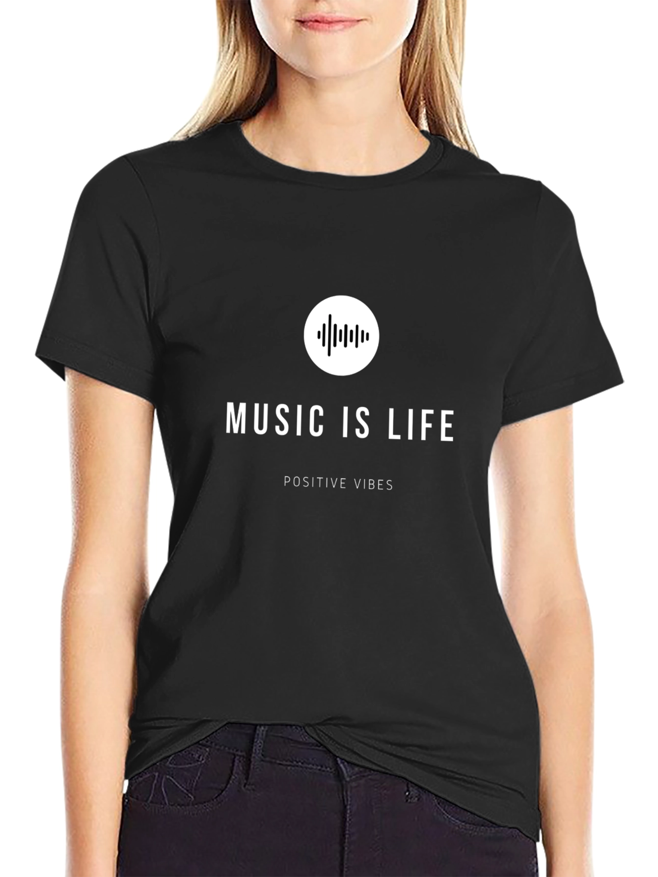 Music Is Life Black T-Shirt - Positive Vibes
