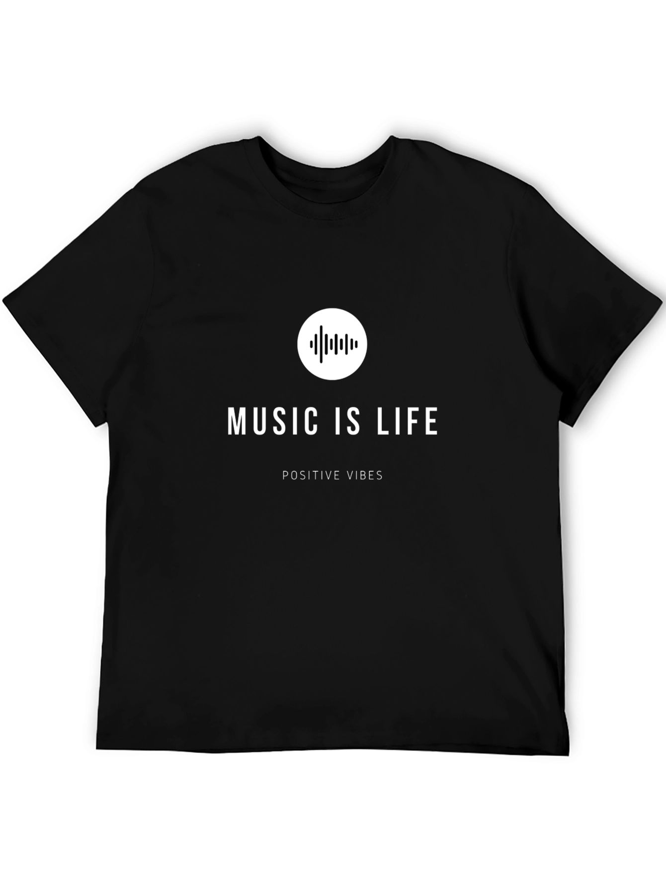 Music Is Life Black T-Shirt - Positive Vibes