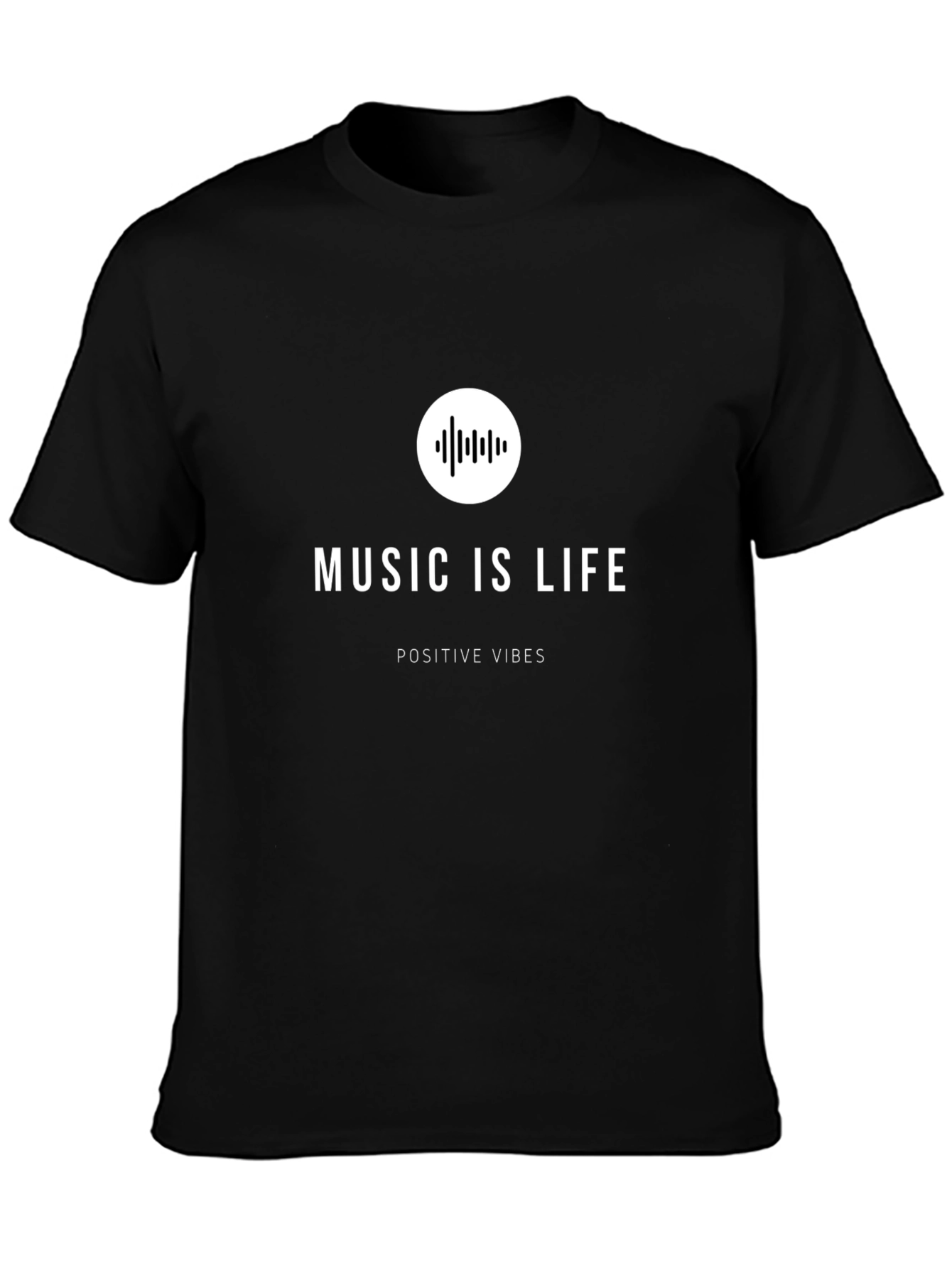 Music Is Life Black T-Shirt - Positive Vibes