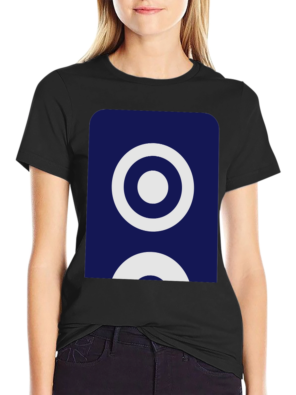 Stylish Black Tee with Geometric Circle Design
