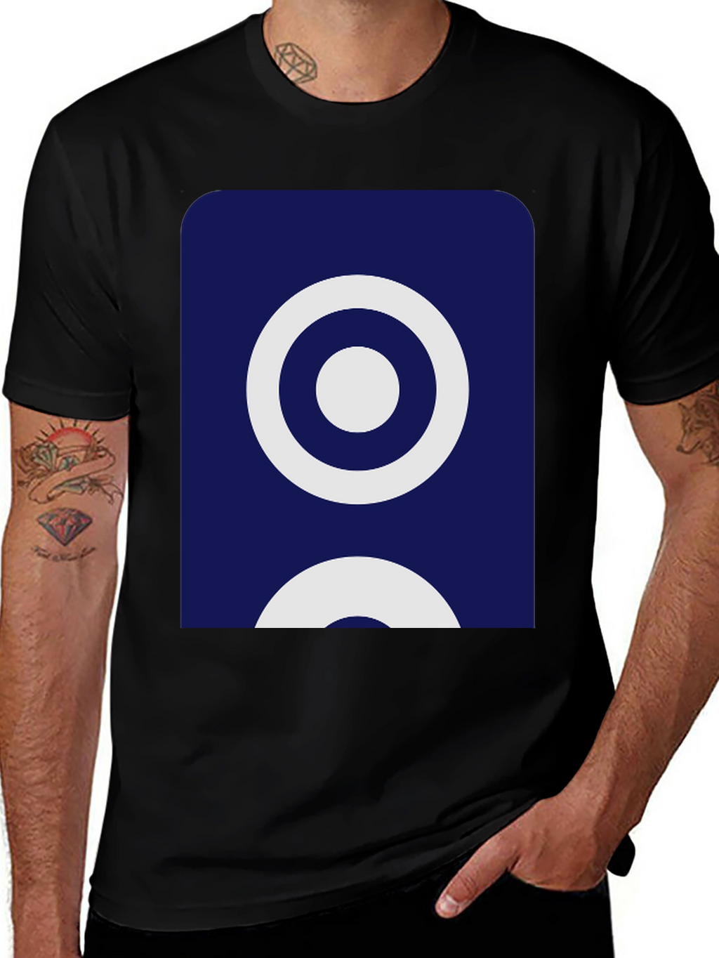 Stylish Black Tee with Geometric Circle Design