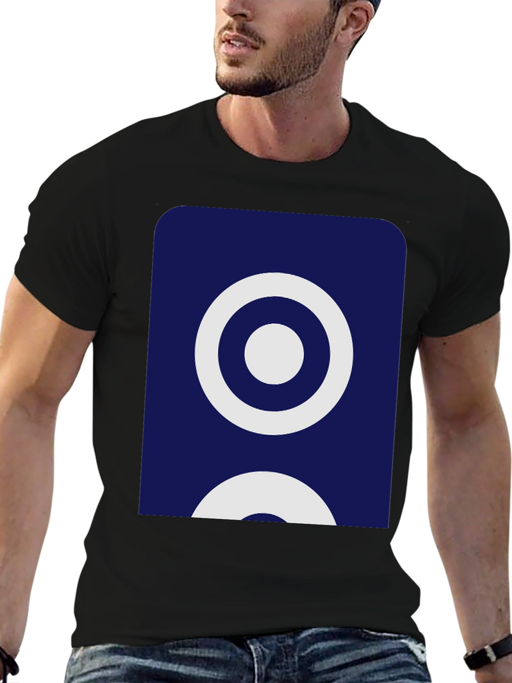 Stylish Black Tee with Geometric Circle Design