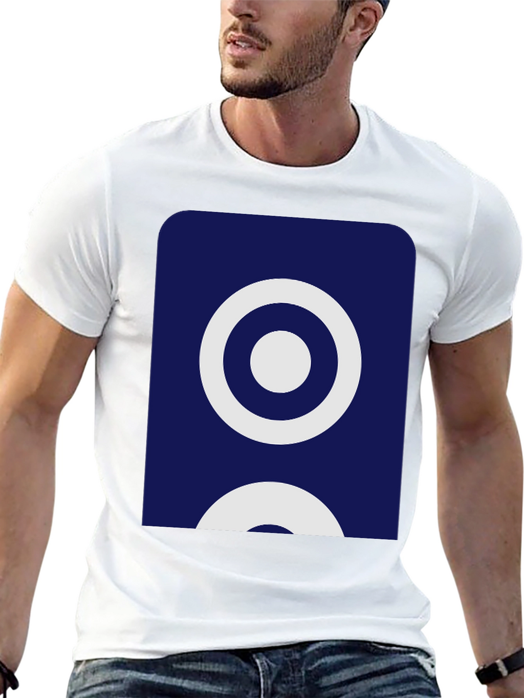 Stylish Black Tee with Geometric Circle Design