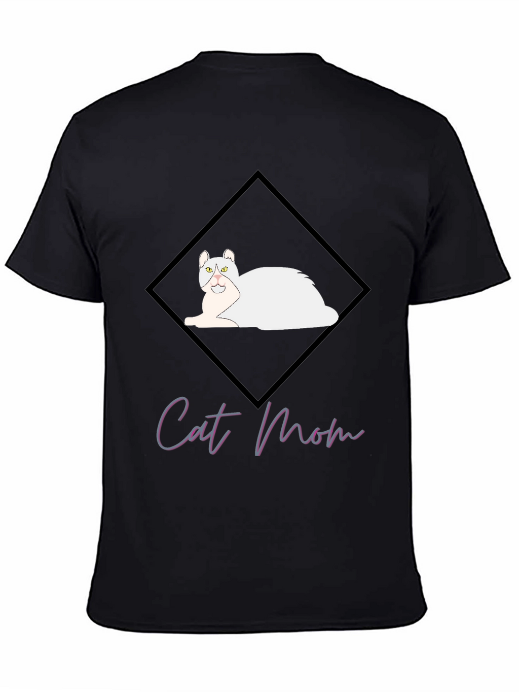 Cat Mom Graphic Tee - Black Cotton T-Shirt