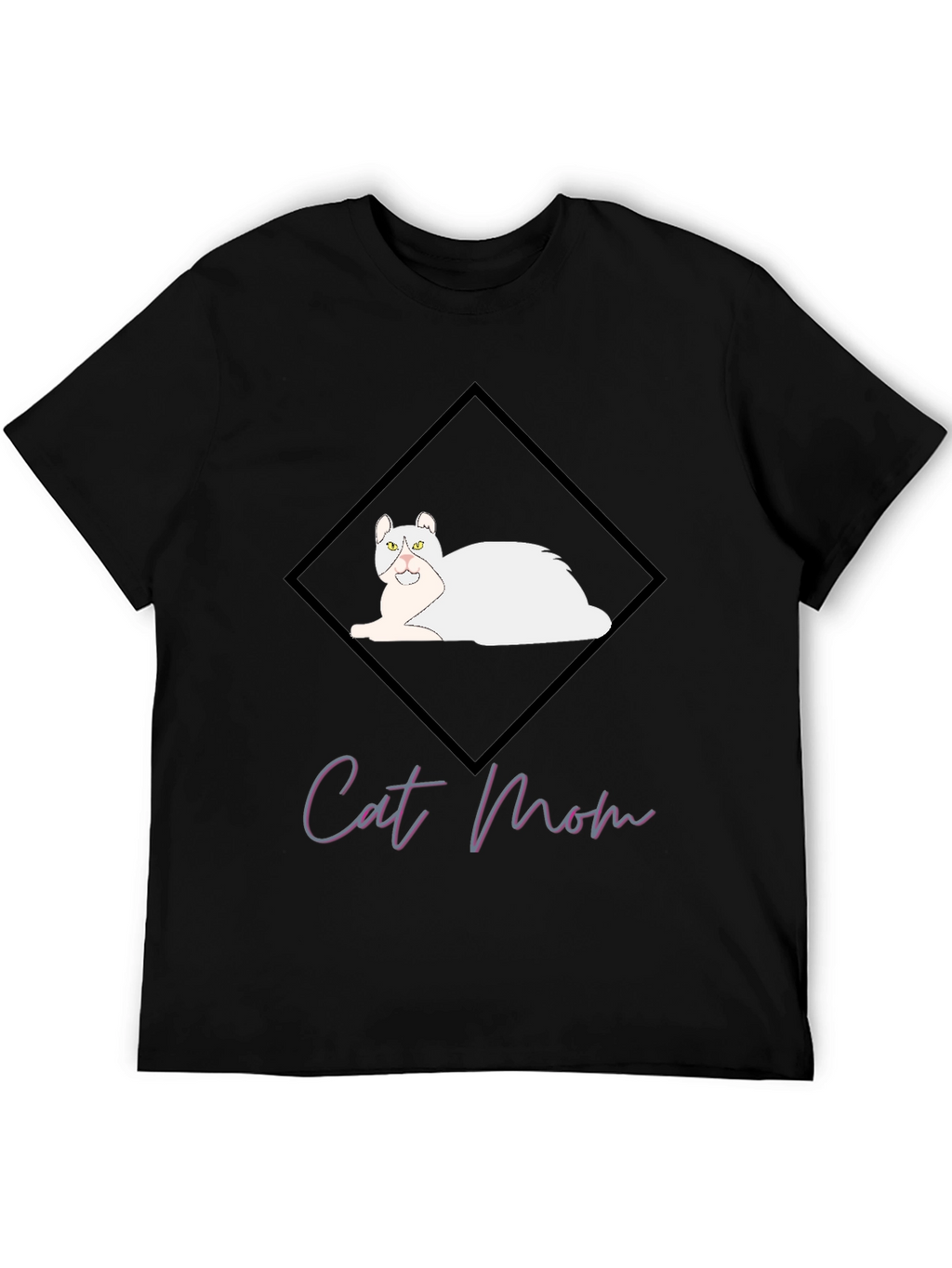 Cat Mom Graphic Tee - Black Cotton T-Shirt