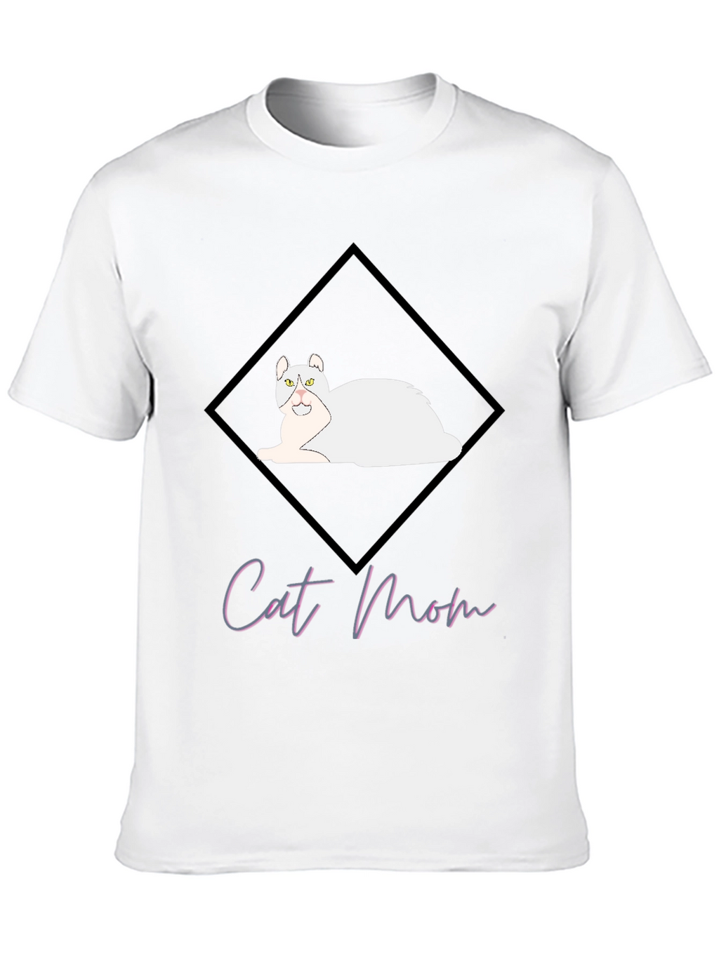 Cat Mom Graphic Tee - Black Cotton T-Shirt