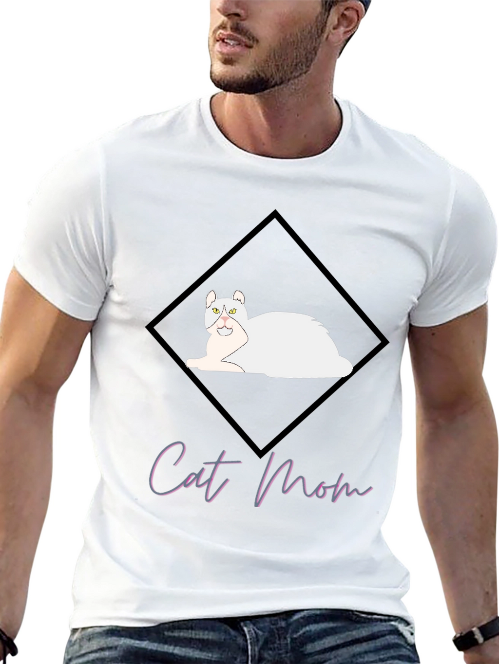 Cat Mom Graphic Tee - Black Cotton T-Shirt