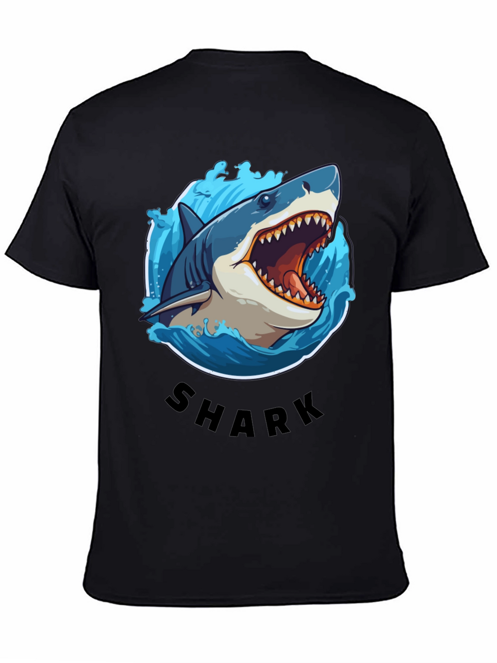 Shark Graphic Tee - Black Cotton T-Shirt