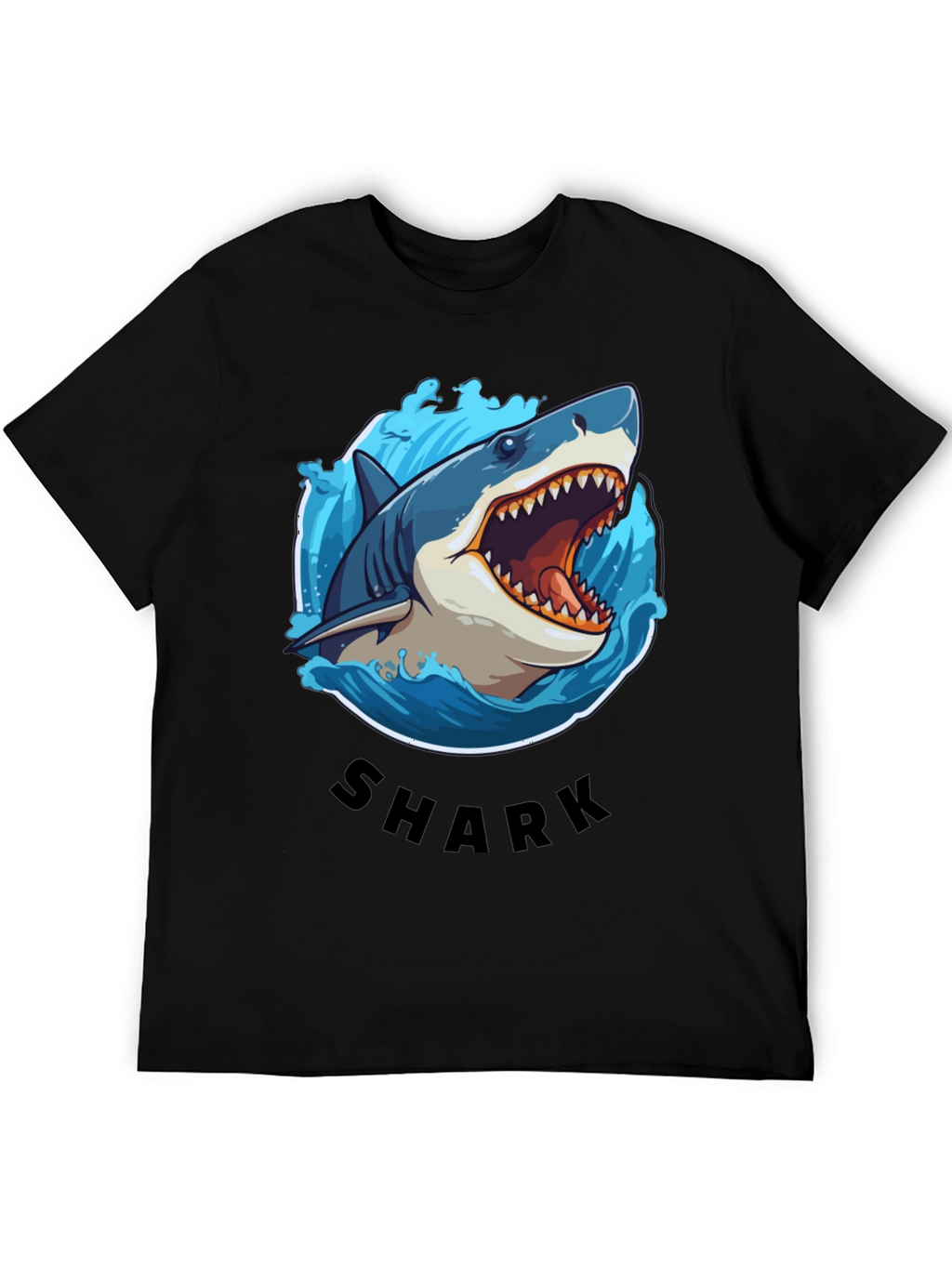 Shark Graphic Tee - Black Cotton T-Shirt
