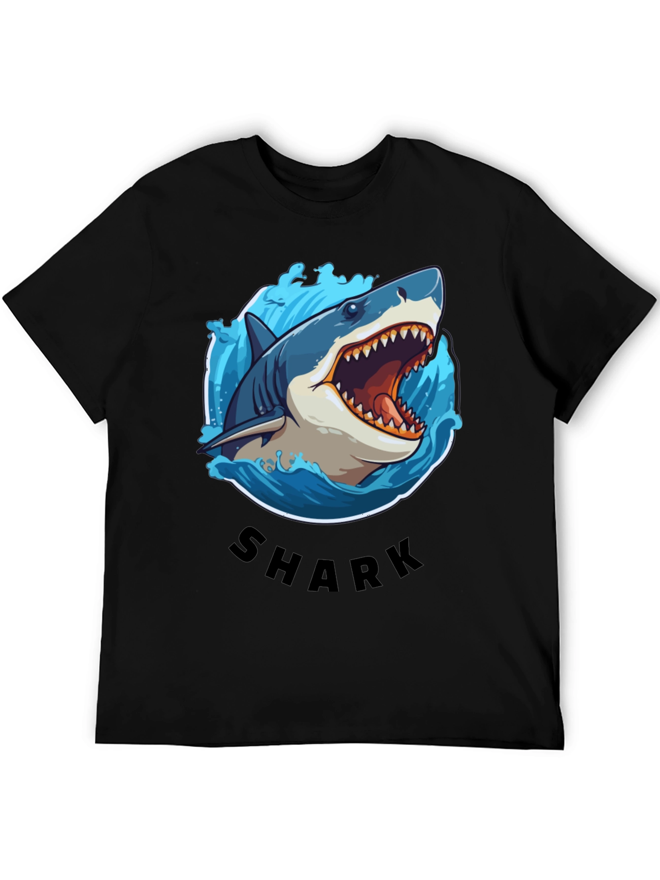 Shark Graphic Tee - Black Cotton T-Shirt