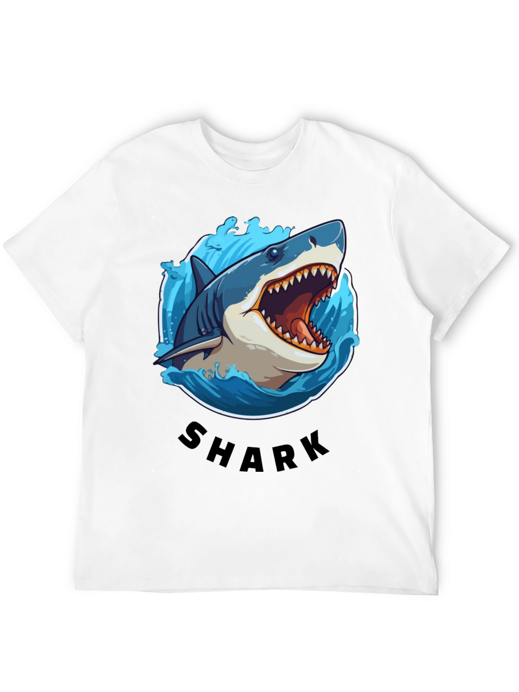 Shark Graphic Tee - Black Cotton T-Shirt