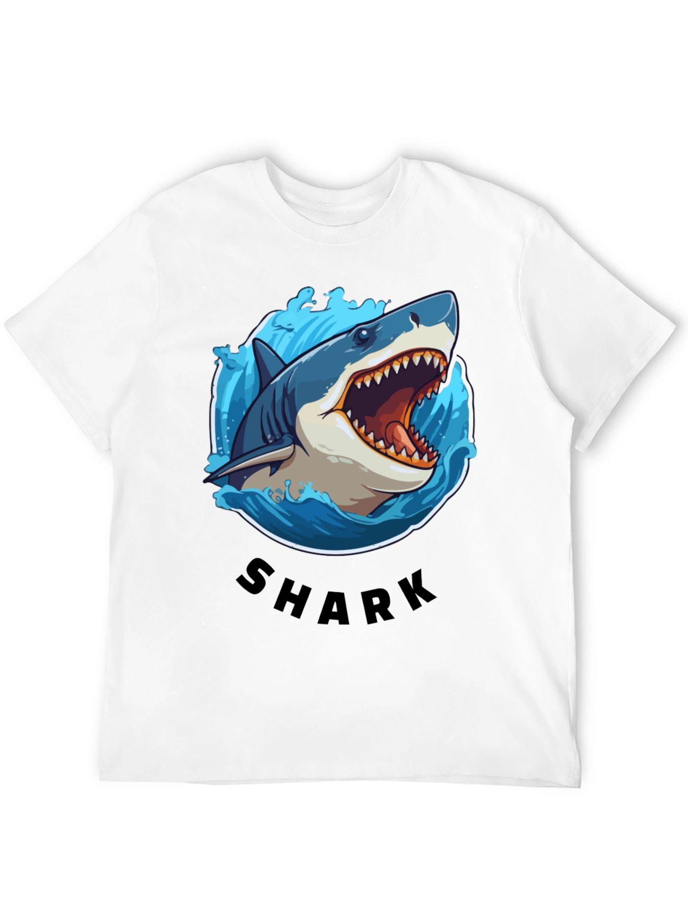 Shark Graphic Tee - Black Cotton T-Shirt