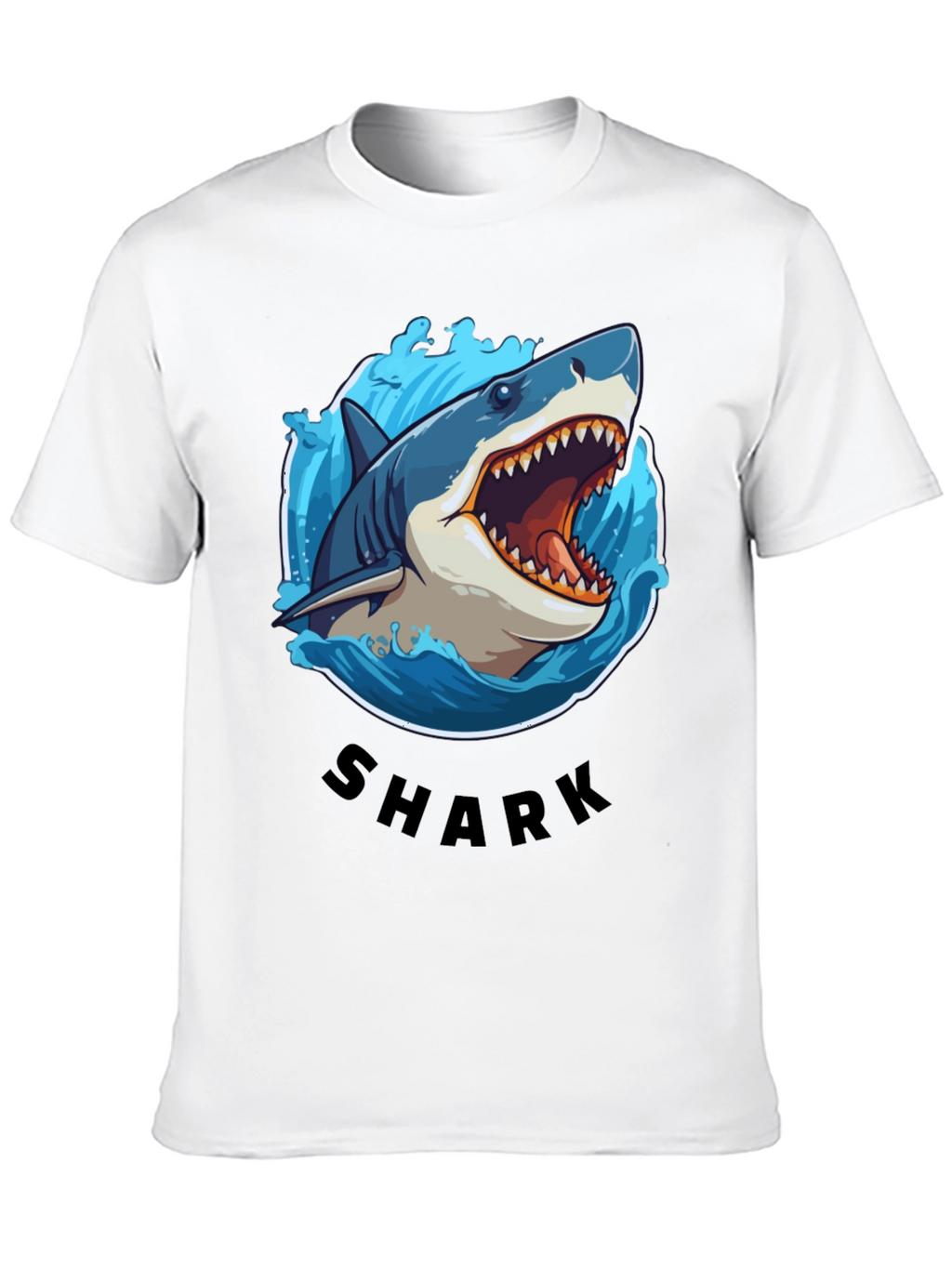 Shark Graphic Tee - Black Cotton T-Shirt