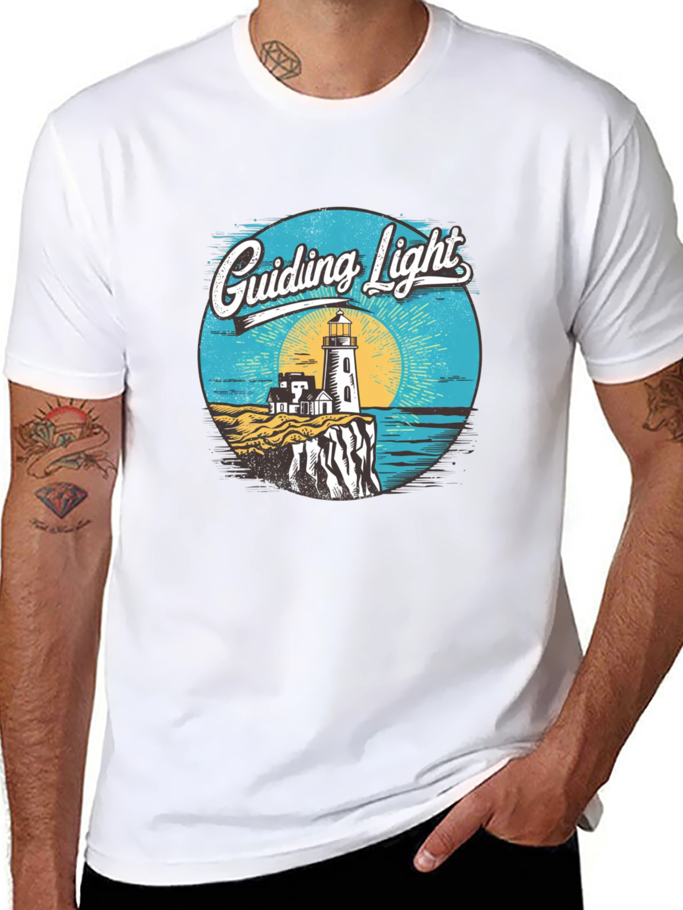 Guiding Light Lighthouse Graphic Tee - Black