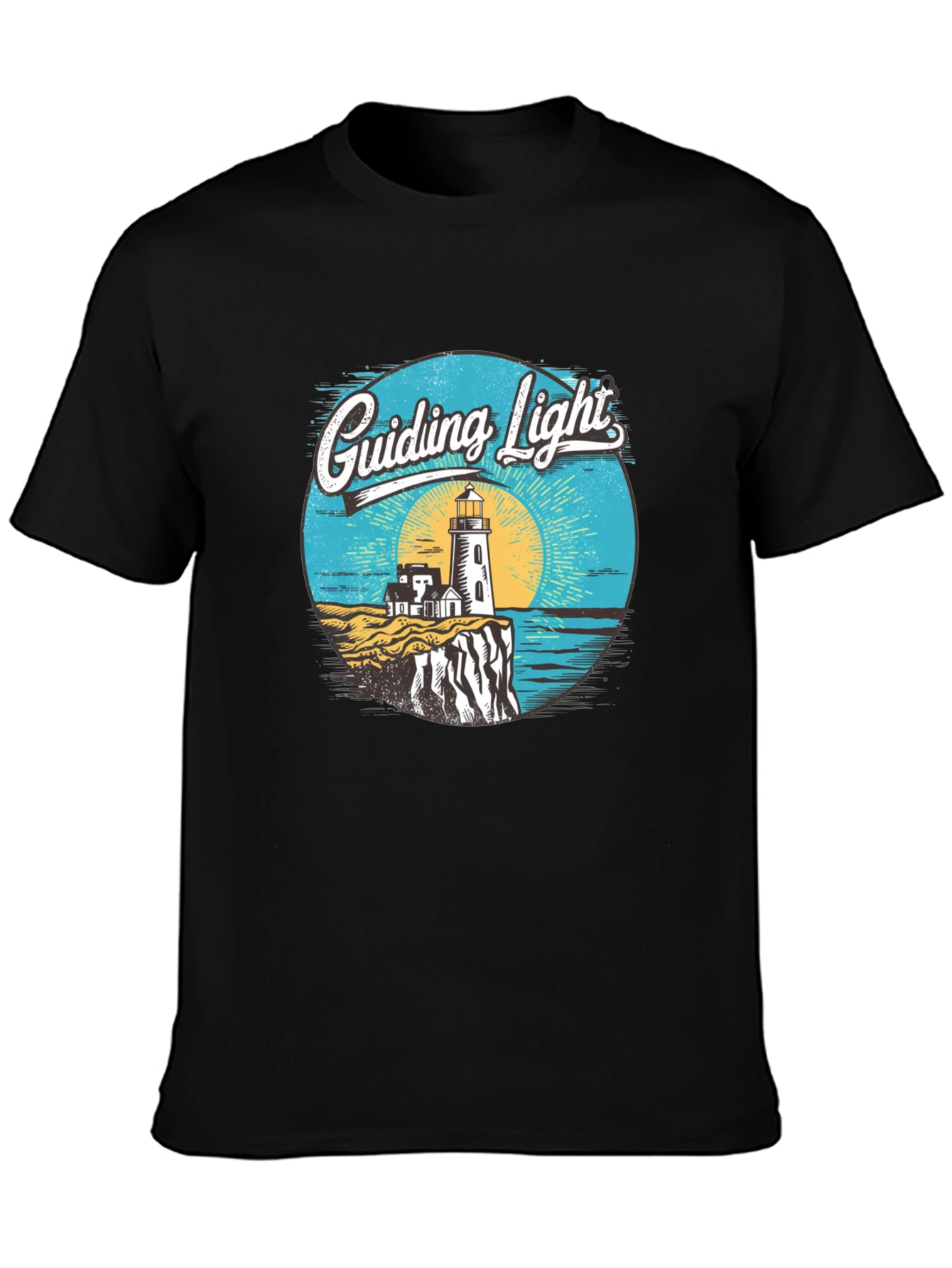 Guiding Light Lighthouse Graphic Tee - Black