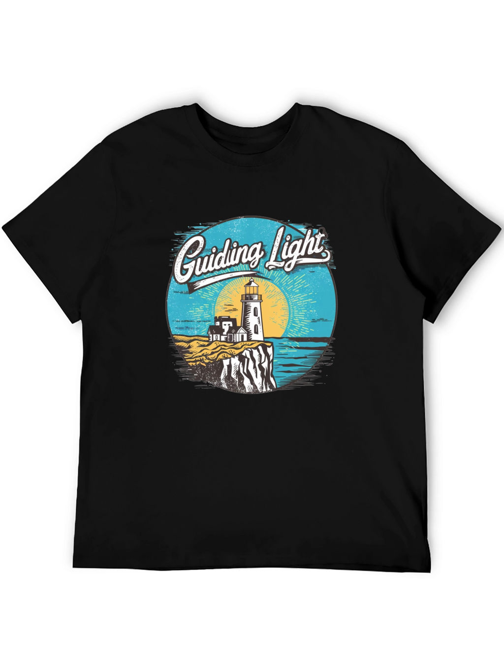 Guiding Light Lighthouse Graphic Tee - Black