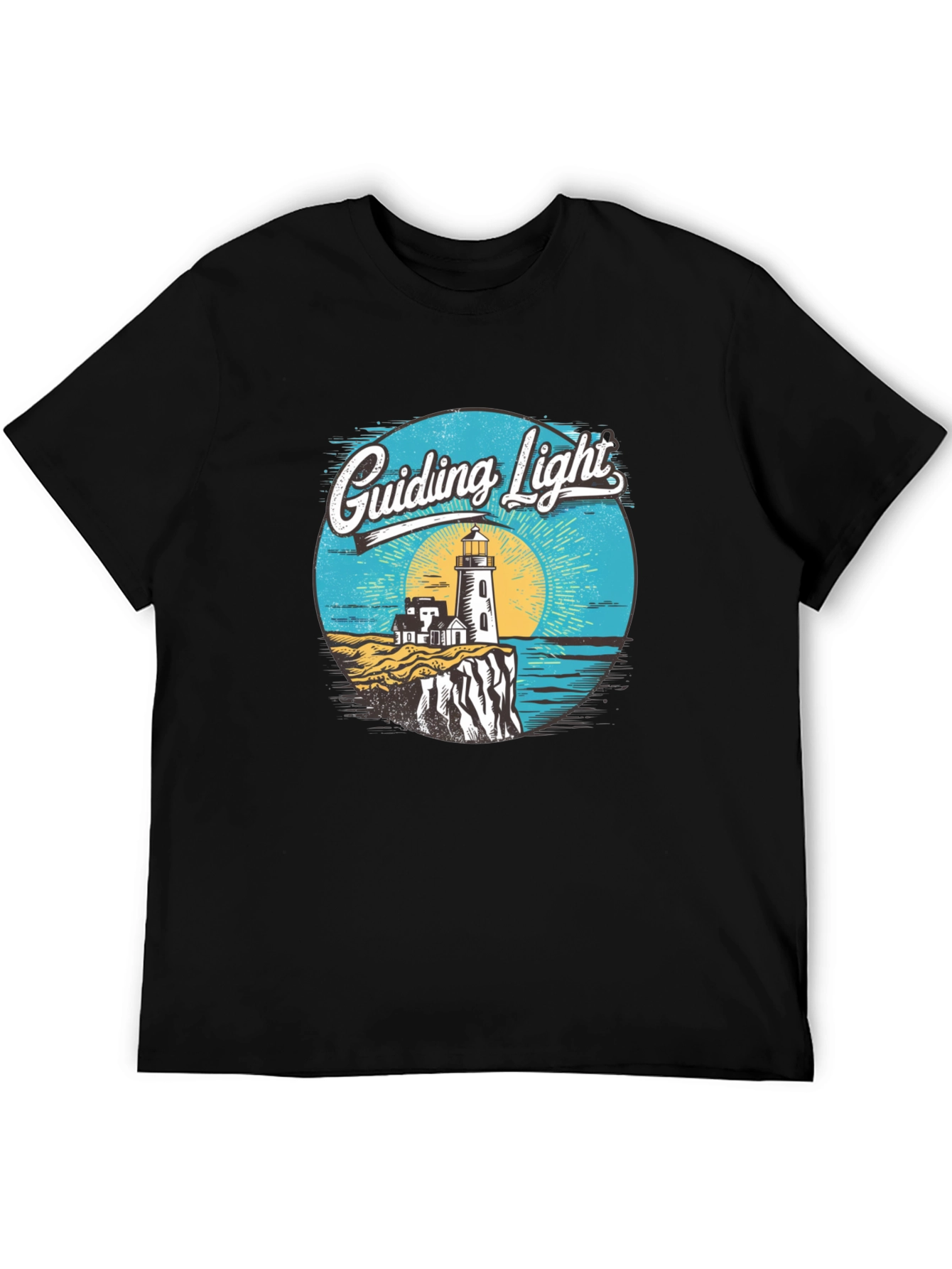 Guiding Light Lighthouse Graphic Tee - Black
