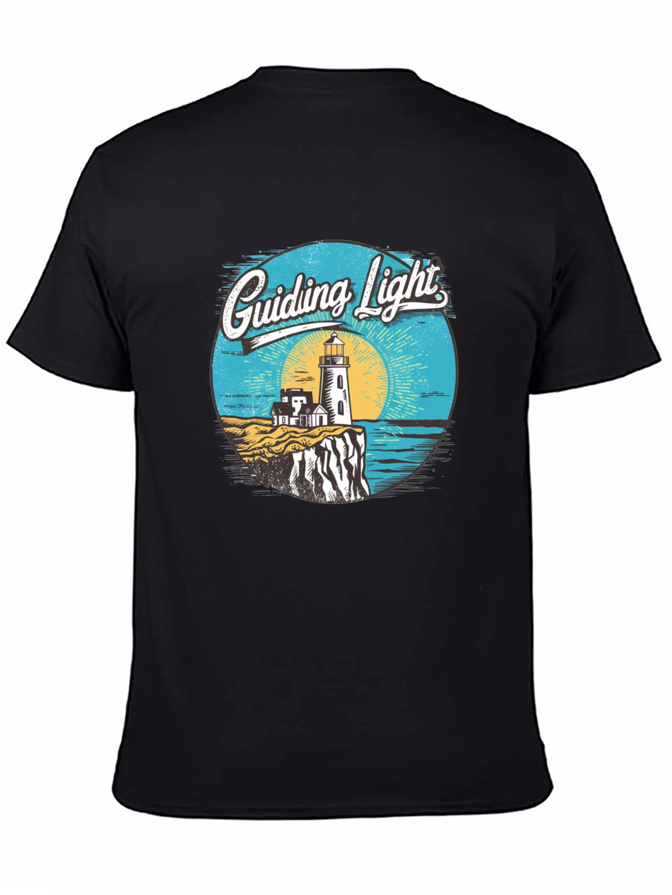 Guiding Light Lighthouse Graphic Tee - Black