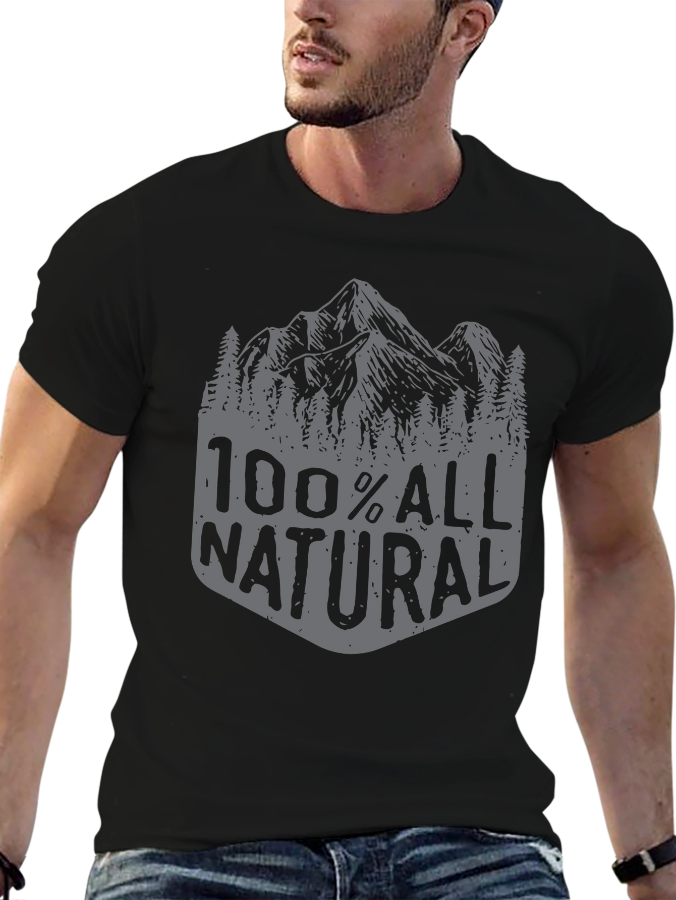 100% All Natural Mountain Graphic T-Shirt