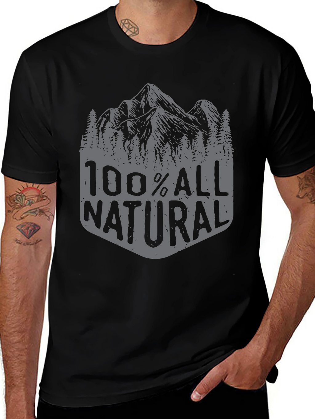 100% All Natural Mountain Graphic T-Shirt
