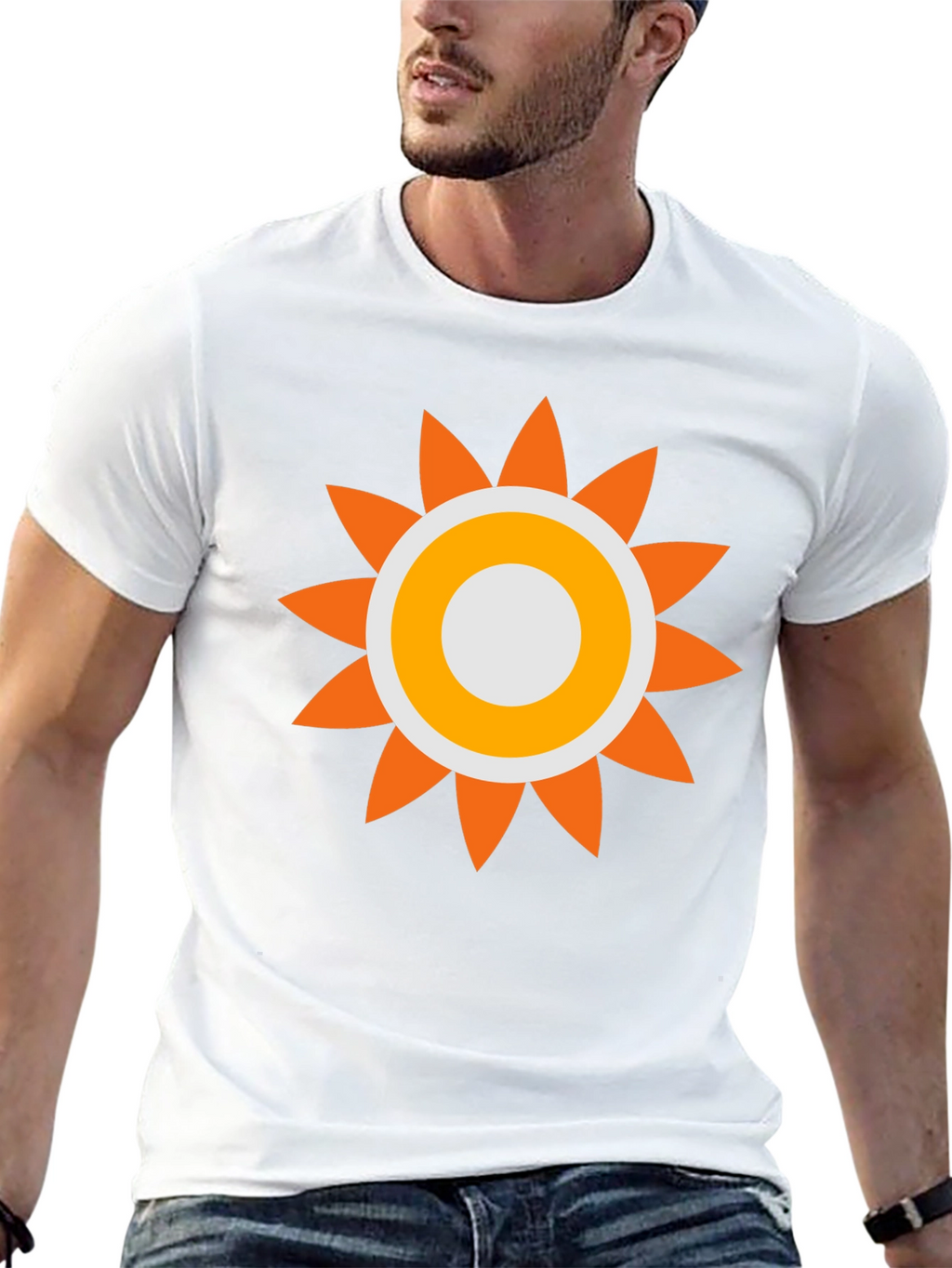Retro Sun Graphic Tee - Black Cotton Comfort