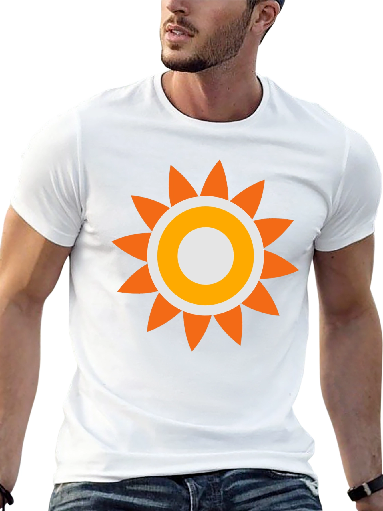 Retro Sun Graphic Tee - Black Cotton Comfort
