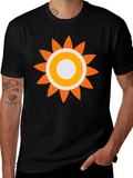 Retro Sun Graphic Tee - Black Cotton Comfort