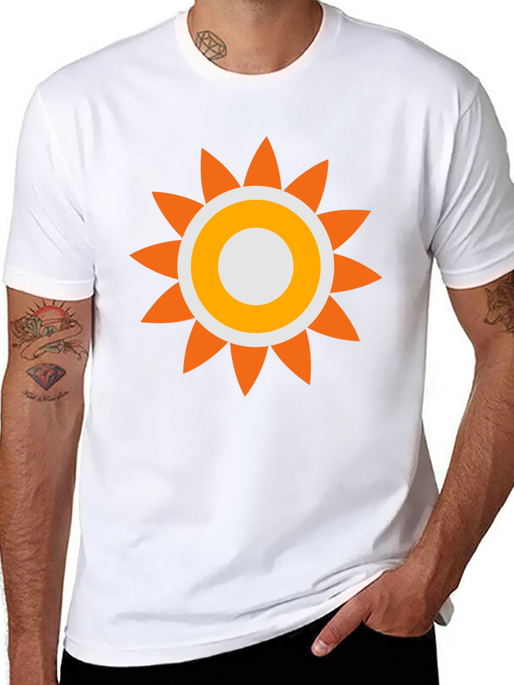 Retro Sun Graphic Tee - Black Cotton Comfort