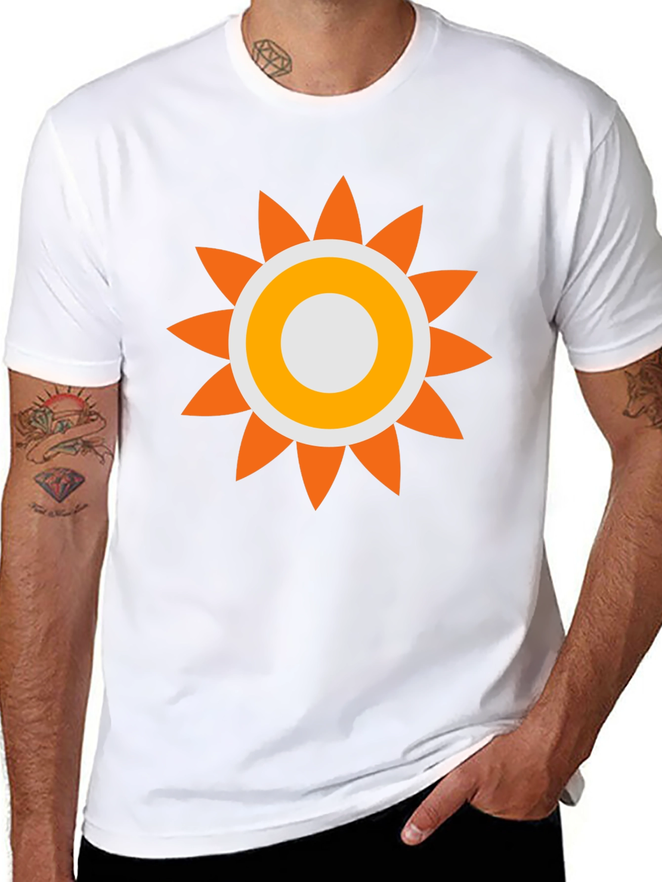 Retro Sun Graphic Tee - Black Cotton Comfort