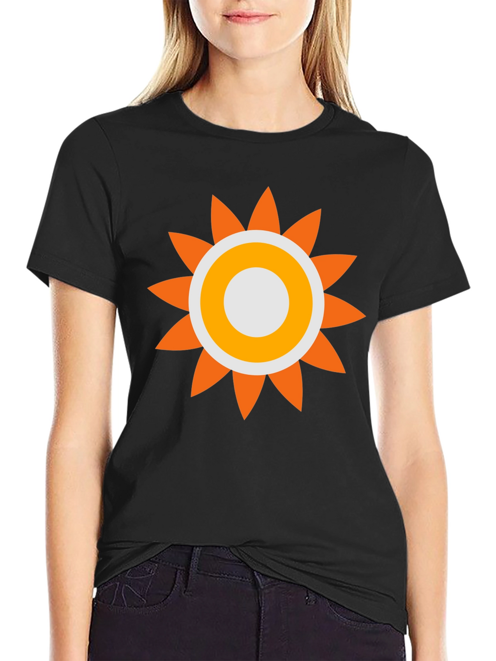 Retro Sun Graphic Tee - Black Cotton Comfort