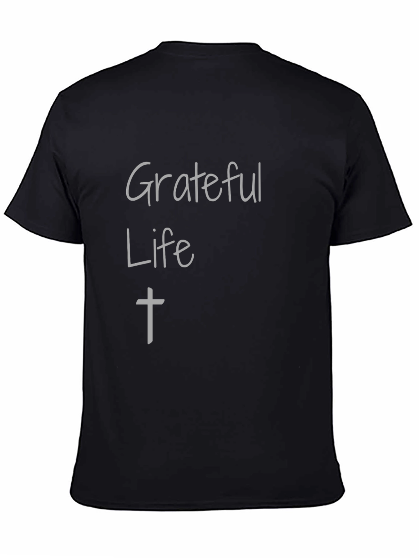 Grateful Life Black Cotton Graphic Tee Shirt