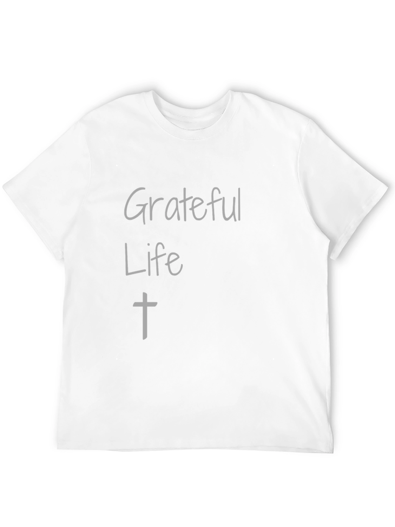 Grateful Life Black Cotton Graphic Tee Shirt
