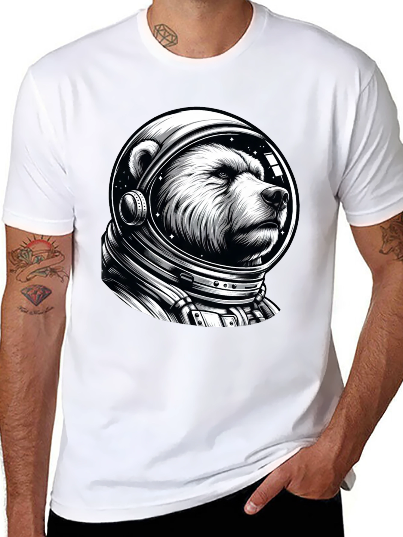 Bear Astronaut Graphic T-Shirt