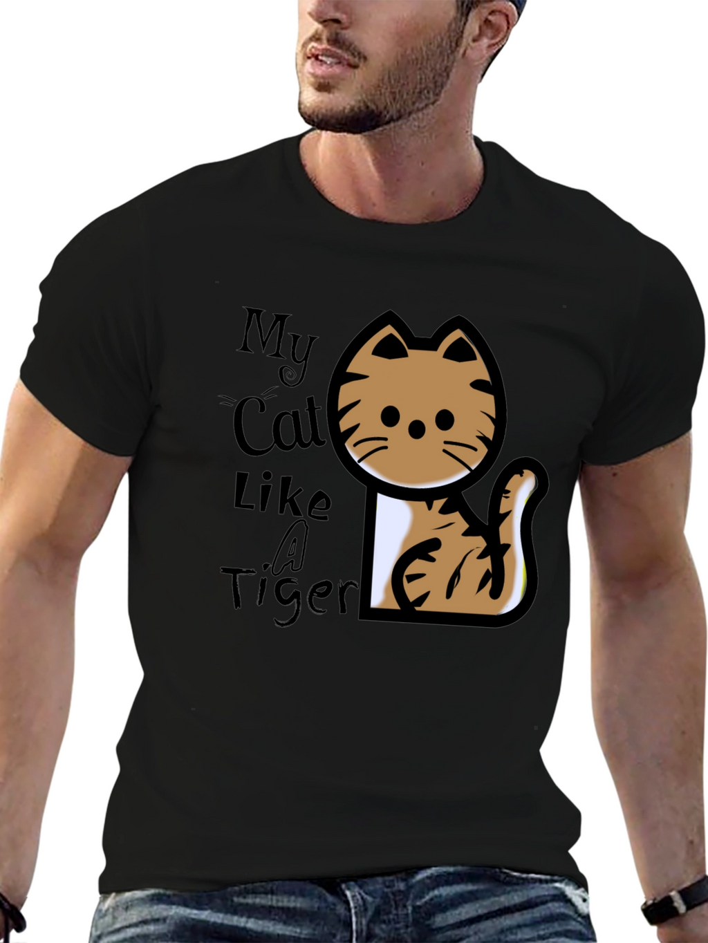 My Cat Like A Tiger T-Shirt - Black