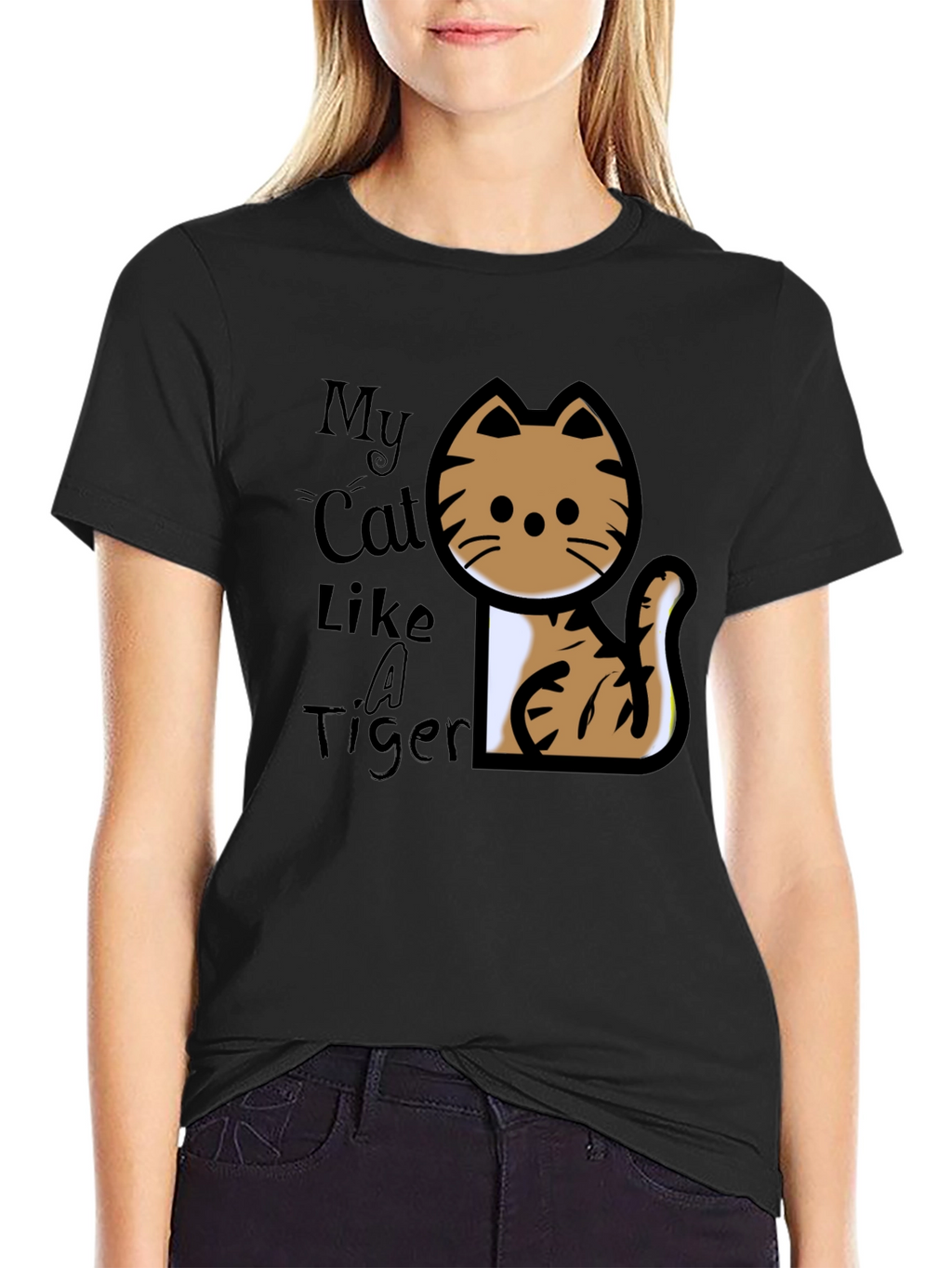 My Cat Like A Tiger T-Shirt - Black