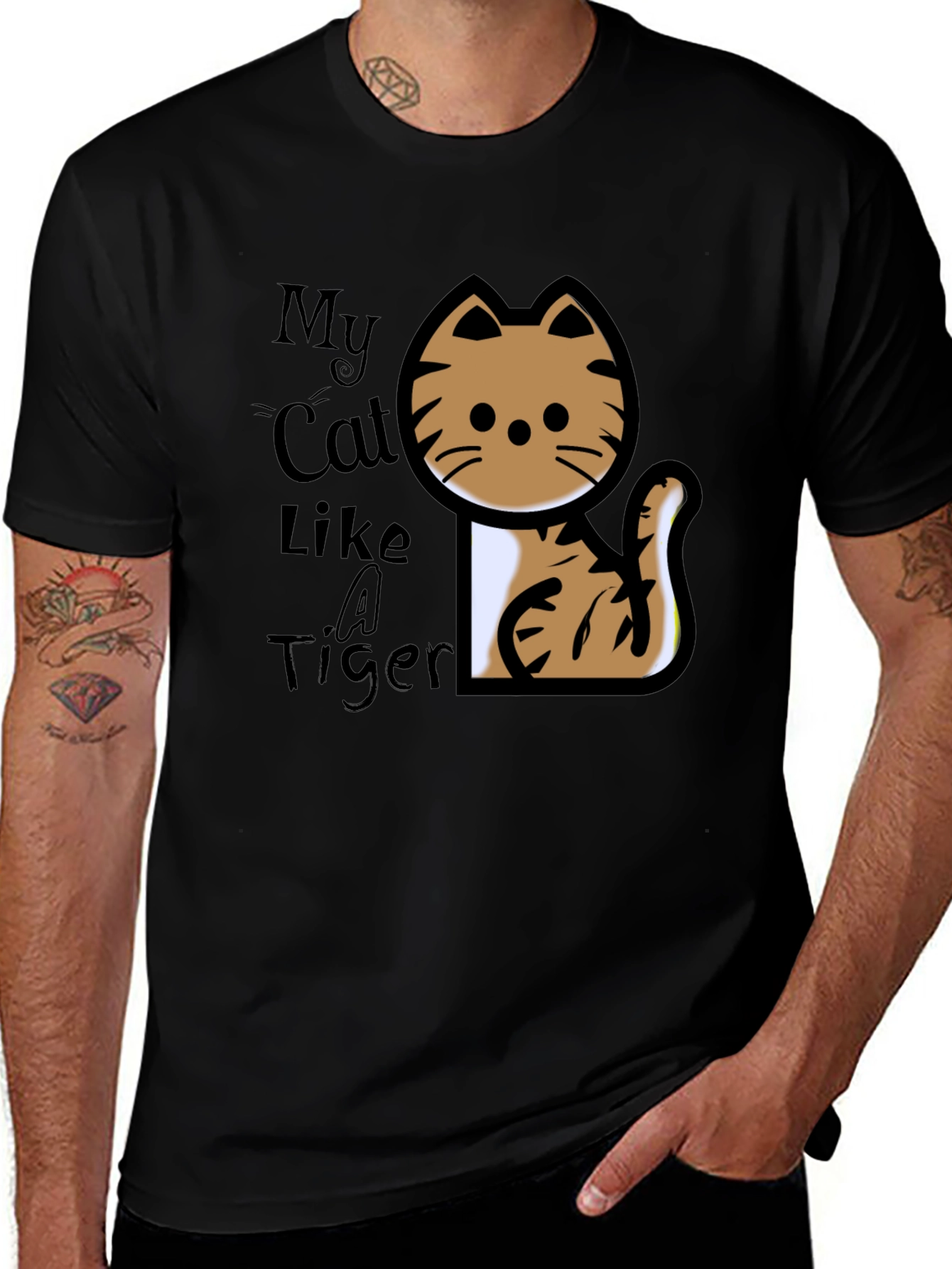 My Cat Like A Tiger T-Shirt - Black